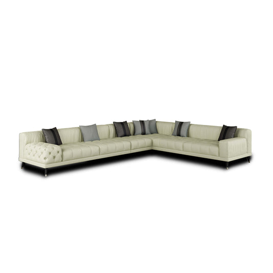Outlander Modular Sectional Off White Italian Leather